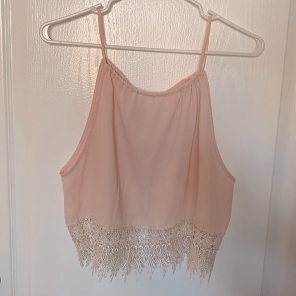 Cropped pink chiffon tank. Urban Outfitters - staring at stars. Size M. $15 - Picture 1 of 3